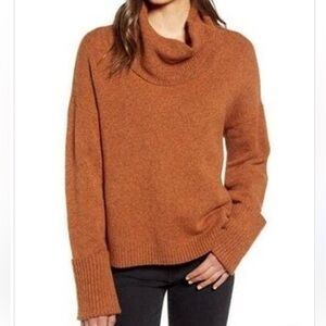 Chelsea28 Women's Wool Blend Turtleneck Sweater - Burnt Orange/Rust Size XS